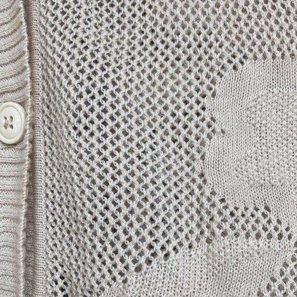 D & Co cotton blend openwork cardigan color pale tan - Picture 2 of 5